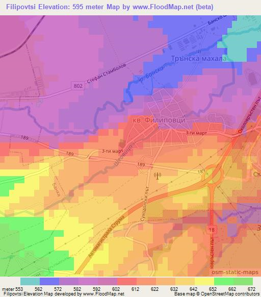 Filipovtsi,Bulgaria Elevation Map