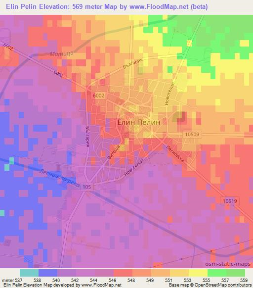 Elin Pelin,Bulgaria Elevation Map