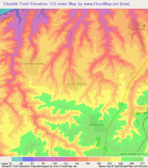 Ekzarkh Yosif,Bulgaria Elevation Map