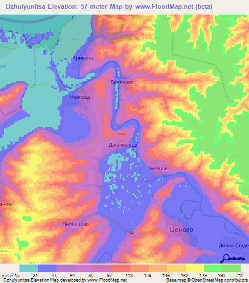 Dzhulyunitsa,Bulgaria Elevation Map