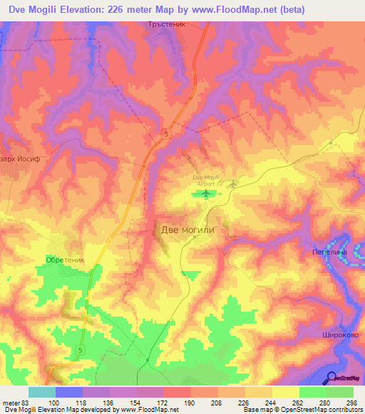 Dve Mogili,Bulgaria Elevation Map