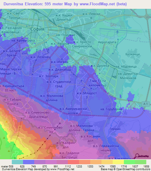 Durvenitsa,Bulgaria Elevation Map