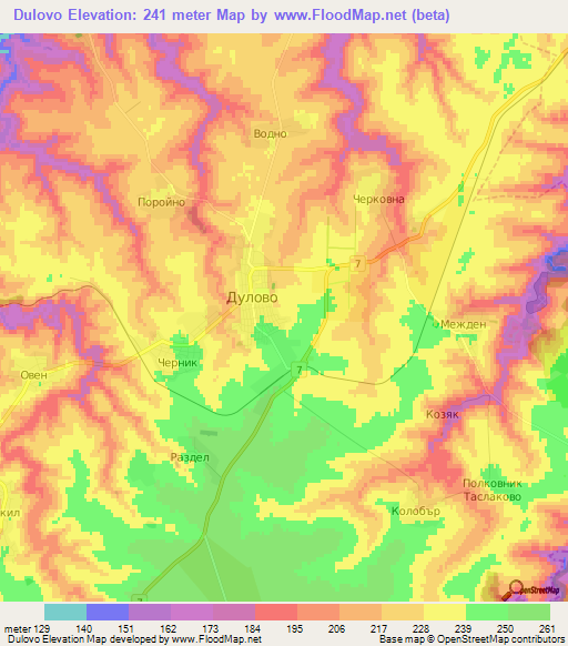 Dulovo,Bulgaria Elevation Map