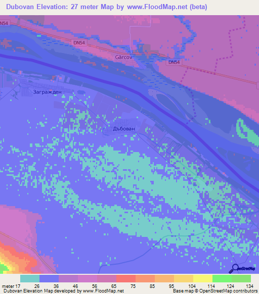 Dubovan,Bulgaria Elevation Map