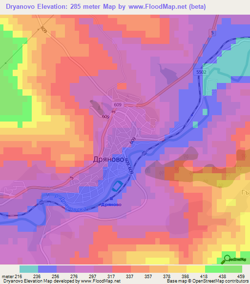 Dryanovo,Bulgaria Elevation Map
