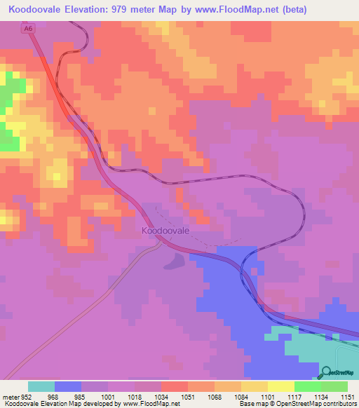 Koodoovale,Zimbabwe Elevation Map