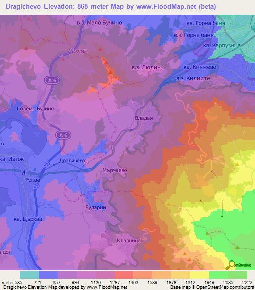 Dragichevo,Bulgaria Elevation Map