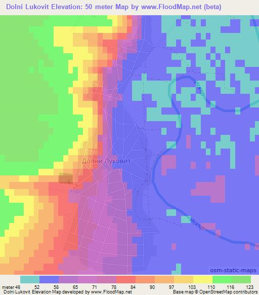 Dolni Lukovit,Bulgaria Elevation Map