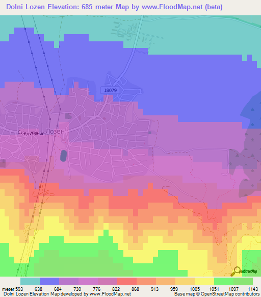 Dolni Lozen,Bulgaria Elevation Map