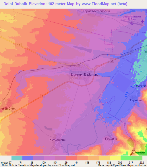 Dolni Dubnik,Bulgaria Elevation Map