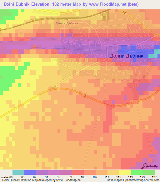 Dolni Dubnik,Bulgaria Elevation Map