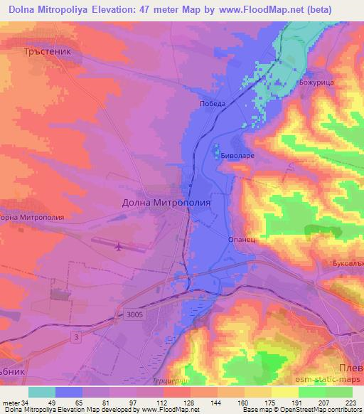 Dolna Mitropoliya,Bulgaria Elevation Map