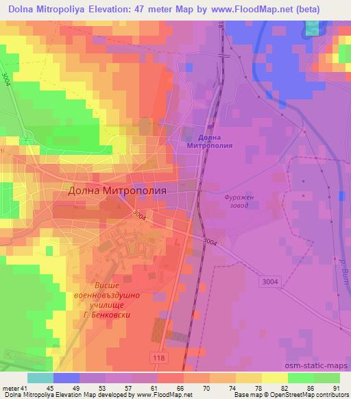 Dolna Mitropoliya,Bulgaria Elevation Map