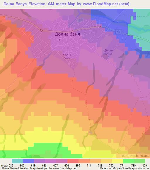 Dolna Banya,Bulgaria Elevation Map