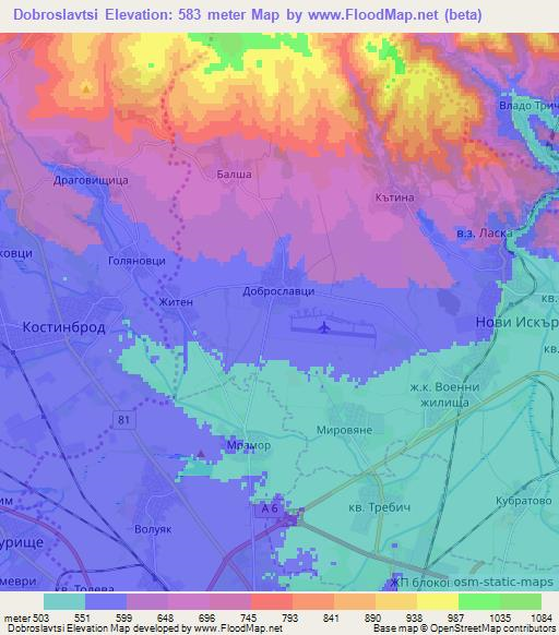 Dobroslavtsi,Bulgaria Elevation Map