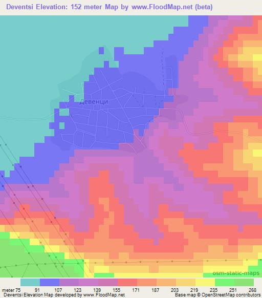 Deventsi,Bulgaria Elevation Map