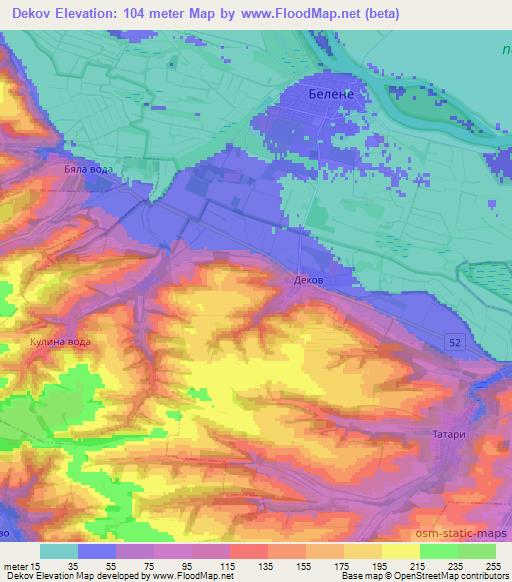 Dekov,Bulgaria Elevation Map