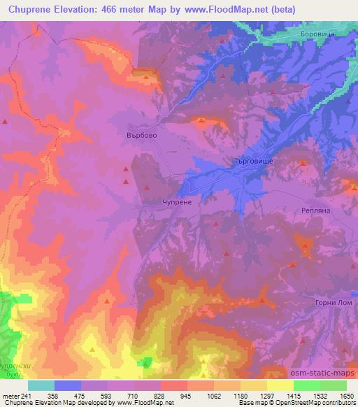 Chuprene,Bulgaria Elevation Map