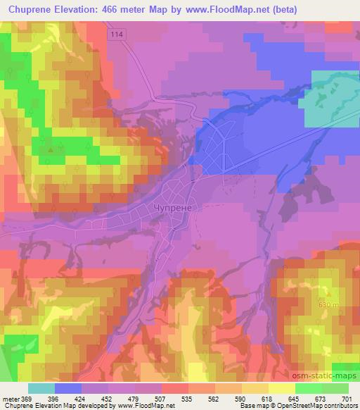 Chuprene,Bulgaria Elevation Map