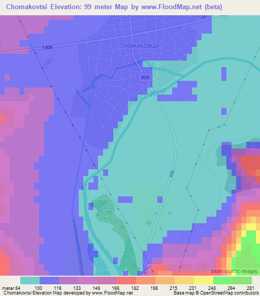 Chomakovtsi,Bulgaria Elevation Map