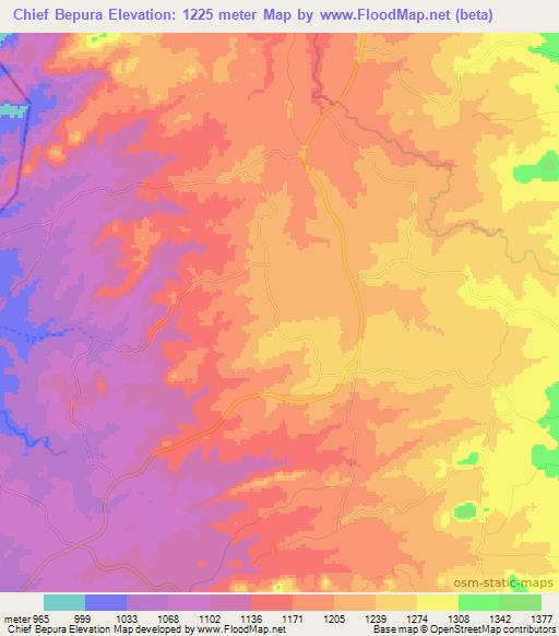 Chief Bepura,Zimbabwe Elevation Map