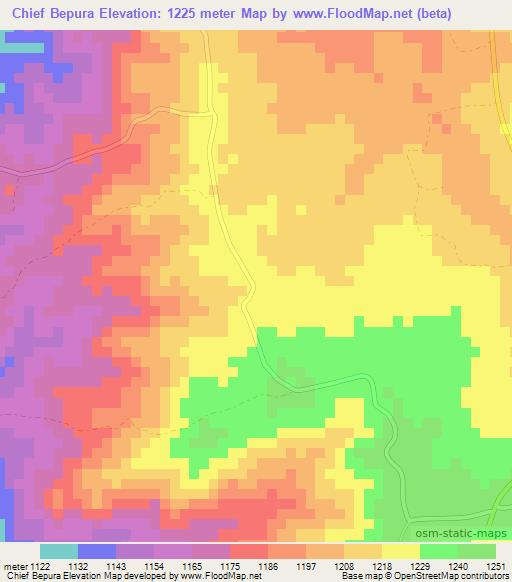 Chief Bepura,Zimbabwe Elevation Map