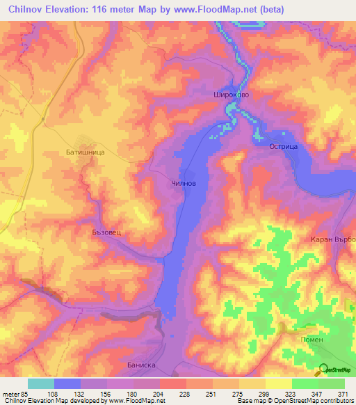 Chilnov,Bulgaria Elevation Map