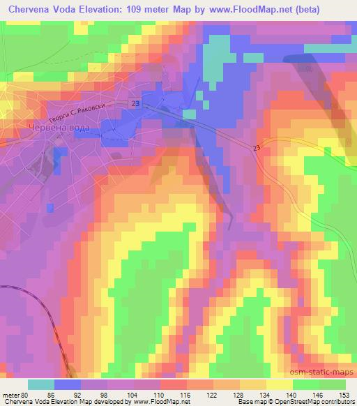 Chervena Voda,Bulgaria Elevation Map