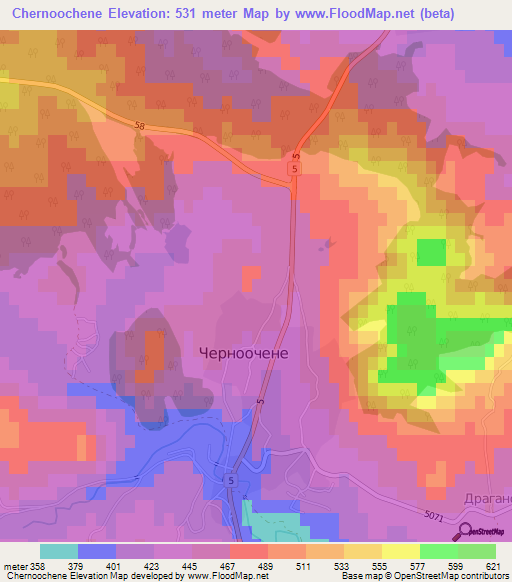 Chernoochene,Bulgaria Elevation Map