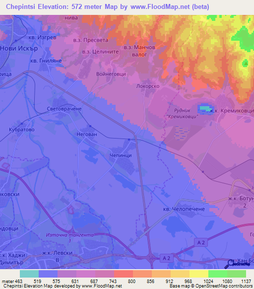 Chepintsi,Bulgaria Elevation Map