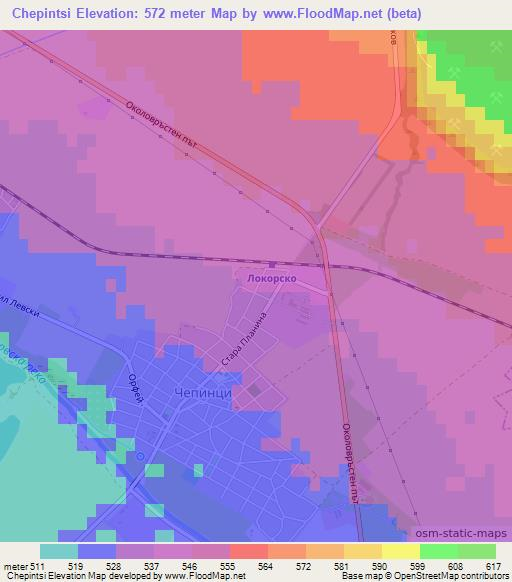 Chepintsi,Bulgaria Elevation Map