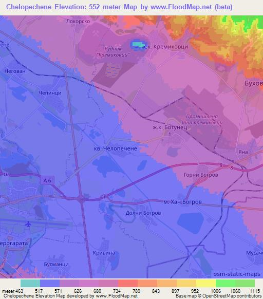 Chelopechene,Bulgaria Elevation Map