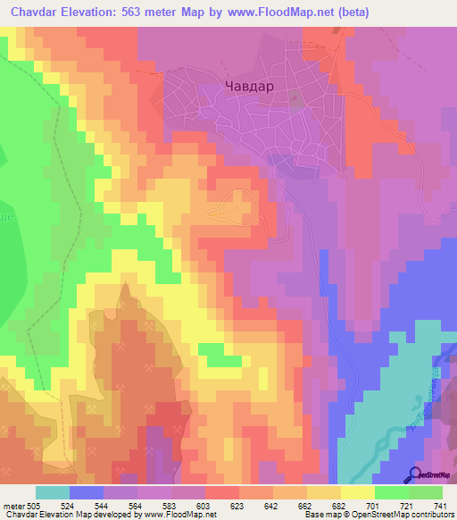 Chavdar,Bulgaria Elevation Map