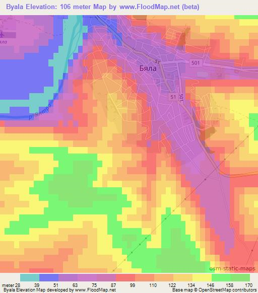 Byala,Bulgaria Elevation Map