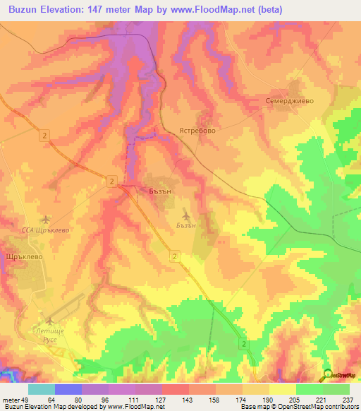 Buzun,Bulgaria Elevation Map