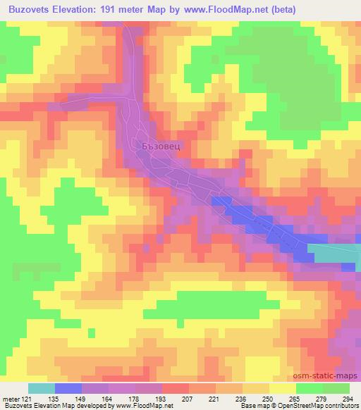 Buzovets,Bulgaria Elevation Map