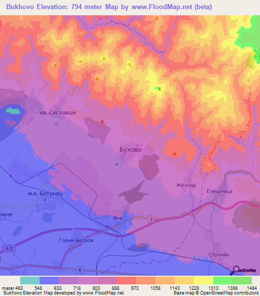 Bukhovo,Bulgaria Elevation Map