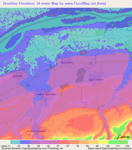 Brushlen,Bulgaria Elevation Map