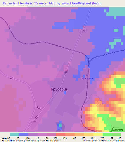 Brusartsi,Bulgaria Elevation Map