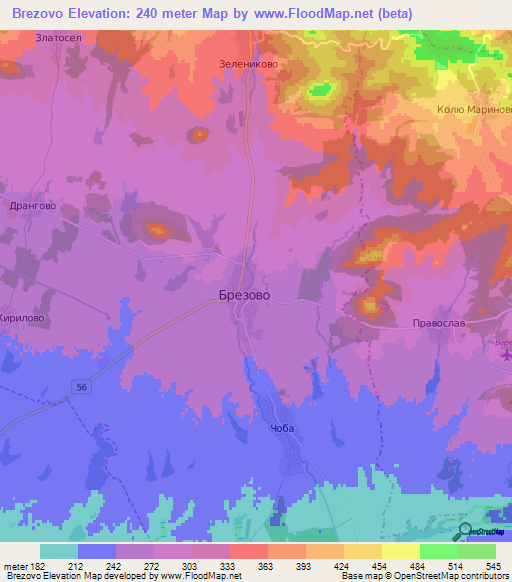 Brezovo,Bulgaria Elevation Map