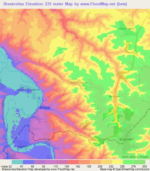 Brestovitsa,Bulgaria Elevation Map