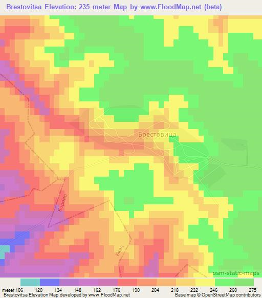 Brestovitsa,Bulgaria Elevation Map