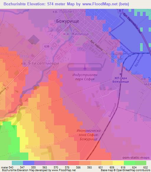Bozhurishte,Bulgaria Elevation Map