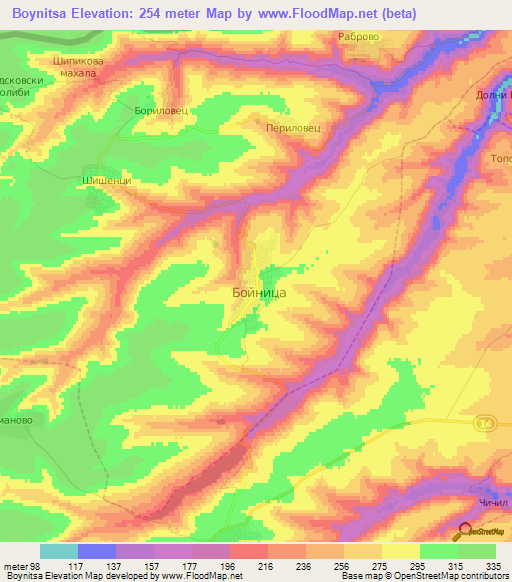 Boynitsa,Bulgaria Elevation Map