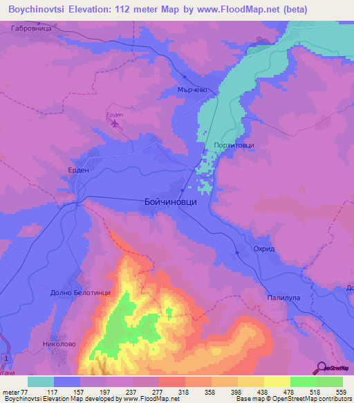 Boychinovtsi,Bulgaria Elevation Map