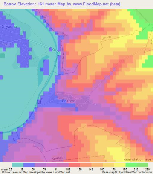 Botrov,Bulgaria Elevation Map