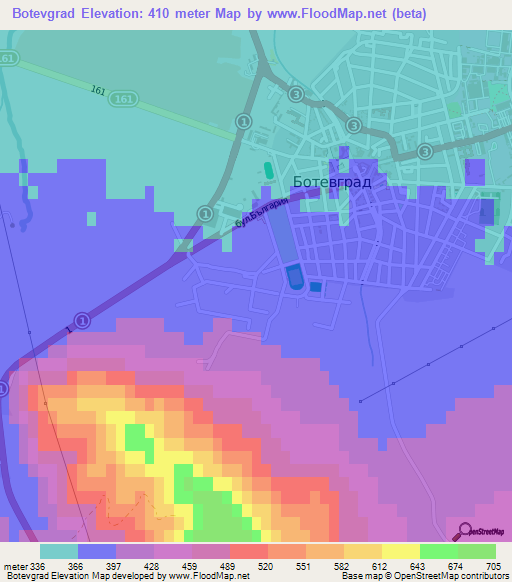 Botevgrad,Bulgaria Elevation Map