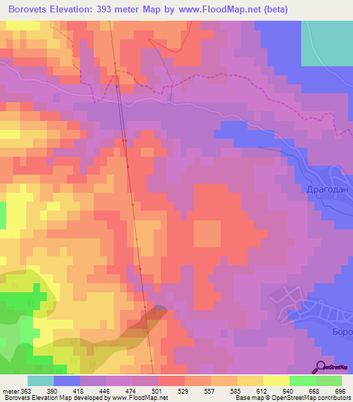 Borovets,Bulgaria Elevation Map