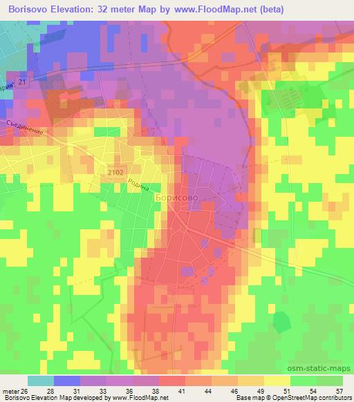 Borisovo,Bulgaria Elevation Map