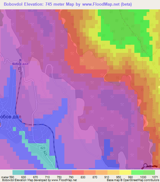 Bobovdol,Bulgaria Elevation Map